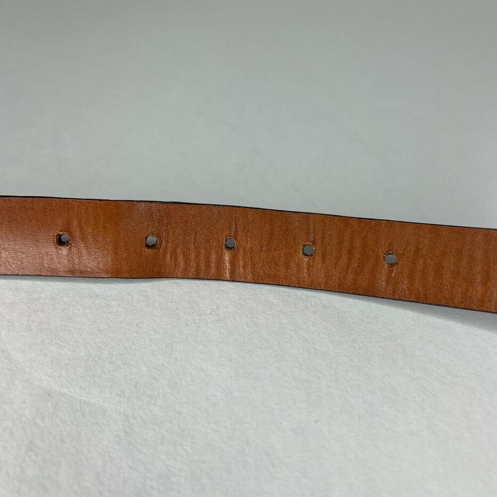 Joan & David Italy Croc Pattern Brown Leather Belt with Silvertone Hardware Sz M - Picture 6 of 12